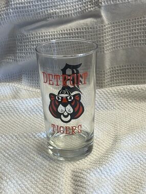 Detroit Tigers Glass Tumbler - Clear with Orange and Black Logo